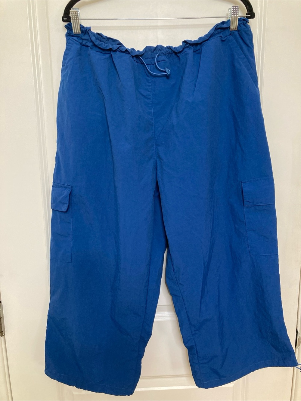Zoe + Phoebe Cargo Pants Womens XL Blue Leg Toggle Hem Utility Hiking Gorpcore